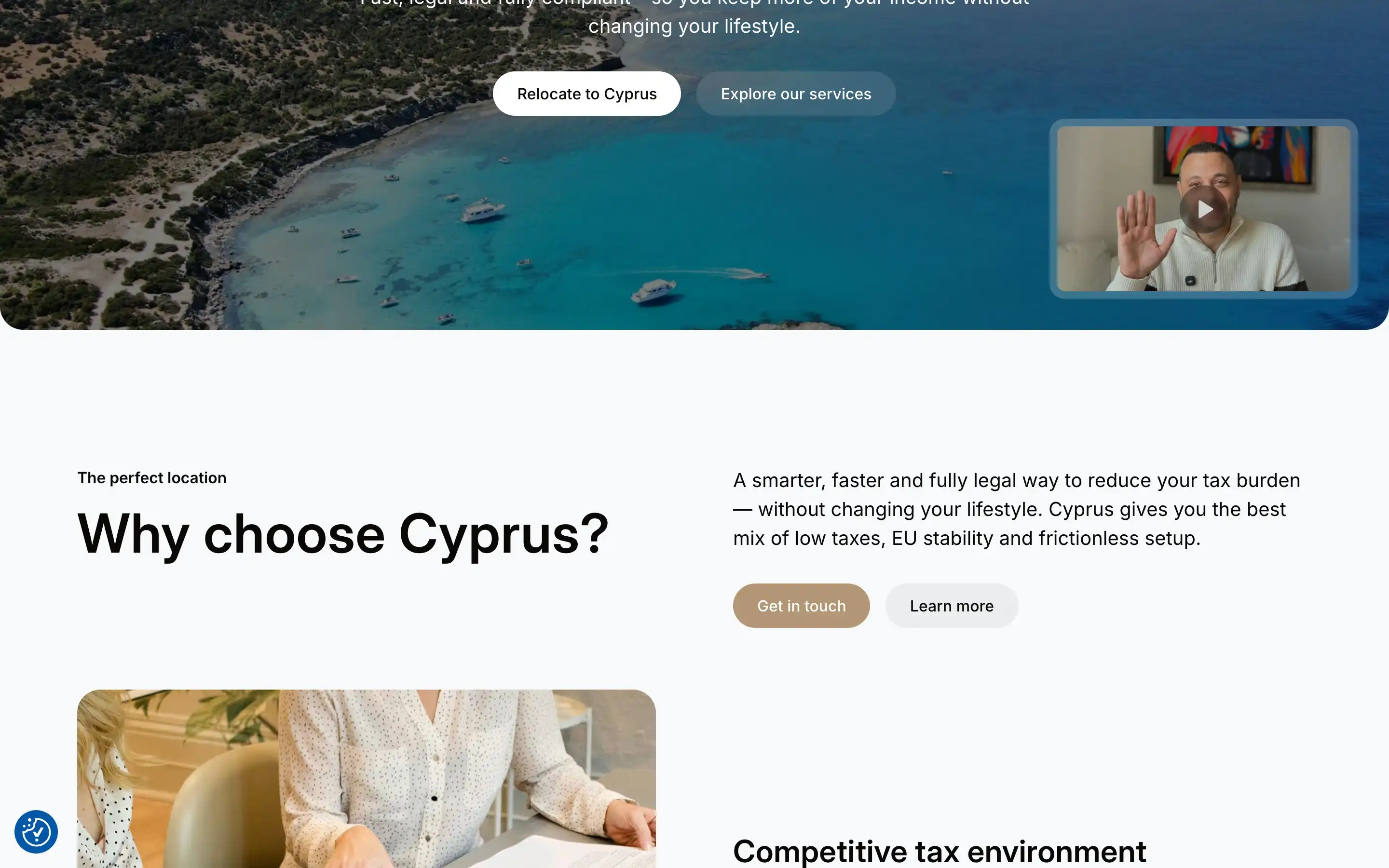 The homepage below the fold