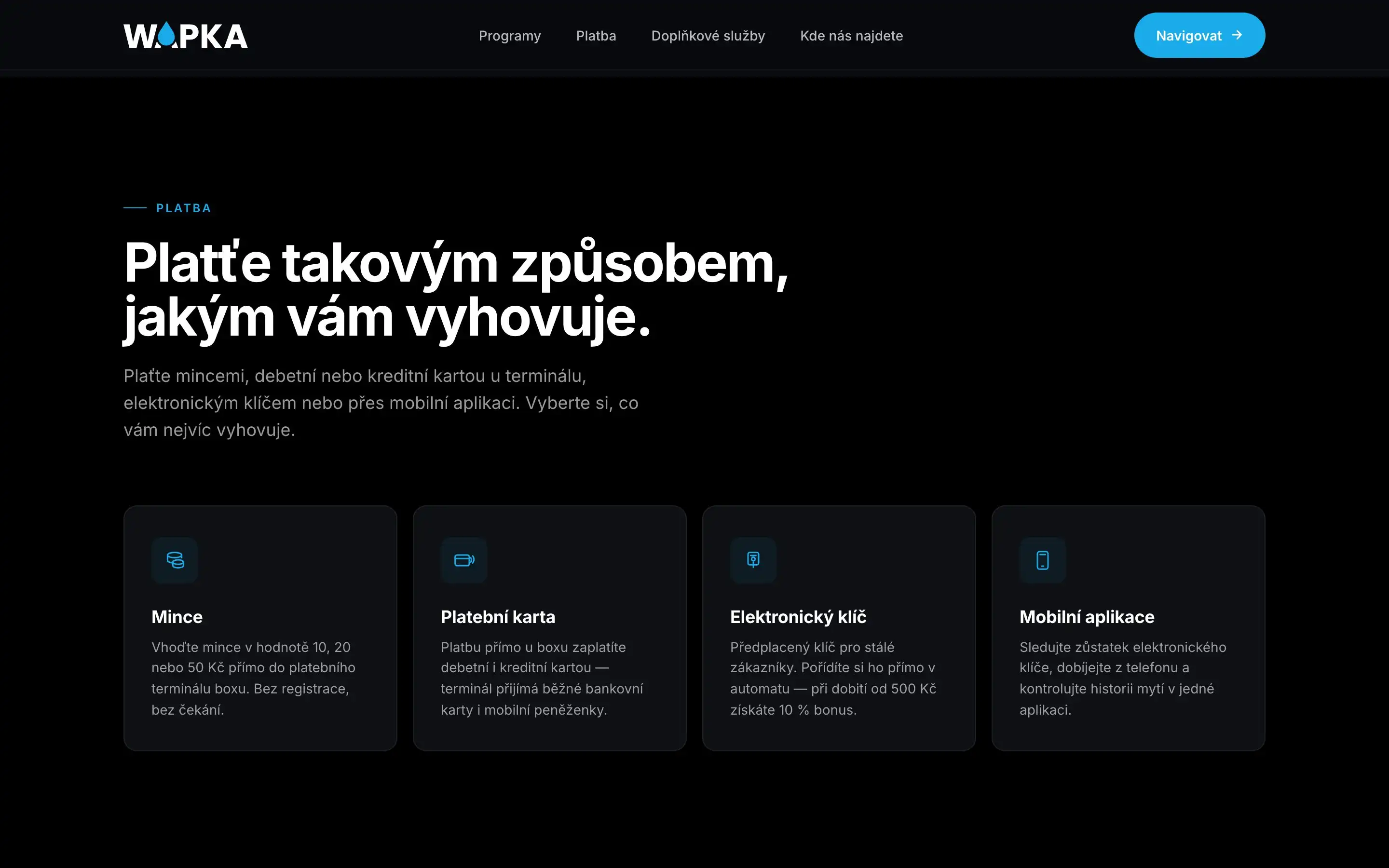 The payment options, from coins to the mobile app