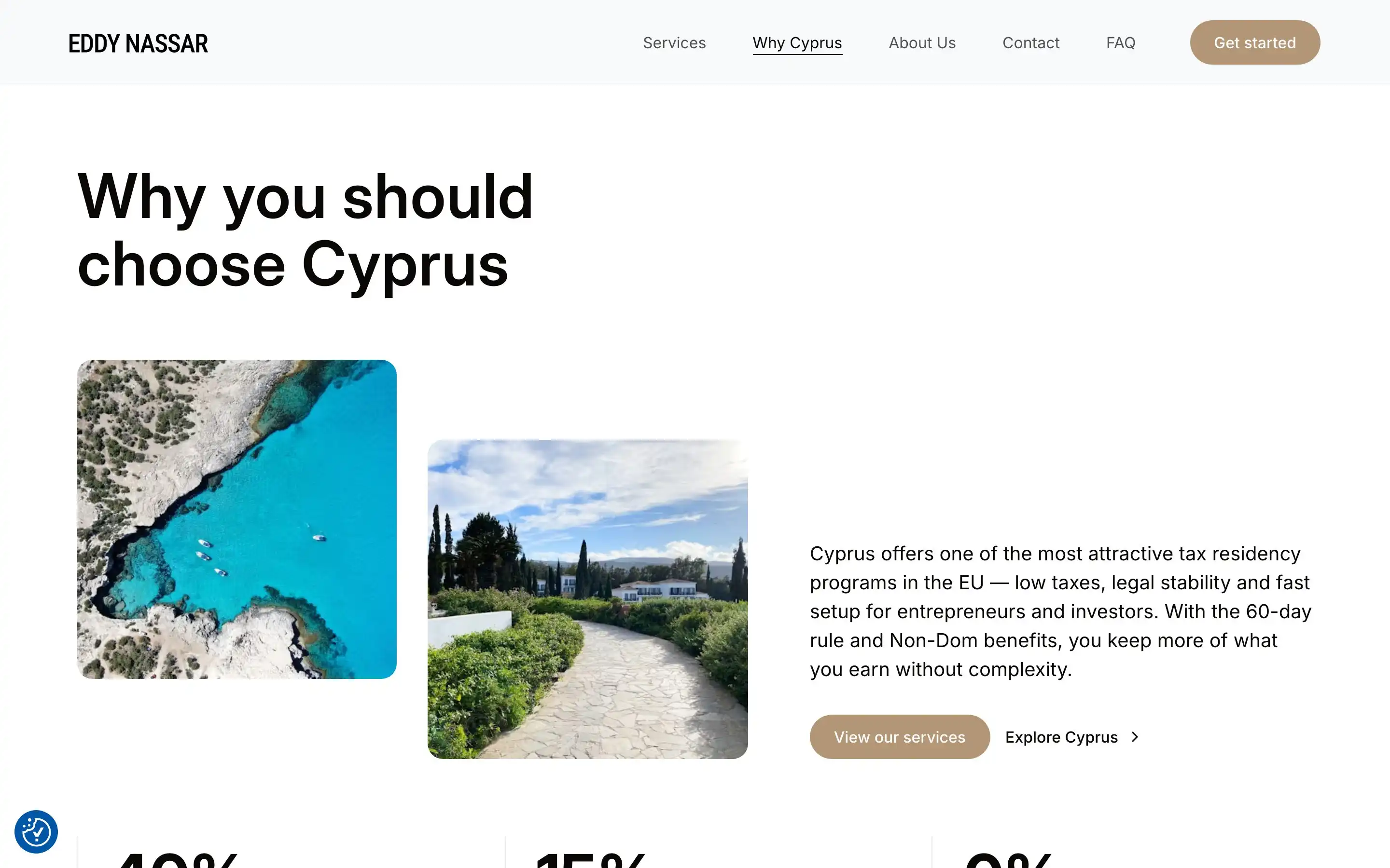 The page explaining why clients relocate to Cyprus